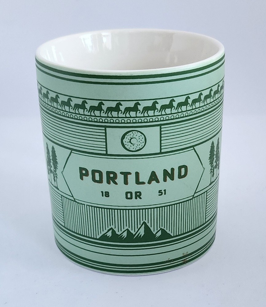 Peet's Coffee Portland OR Ceramic City Mug 12 oz Green for Coffee or Tea