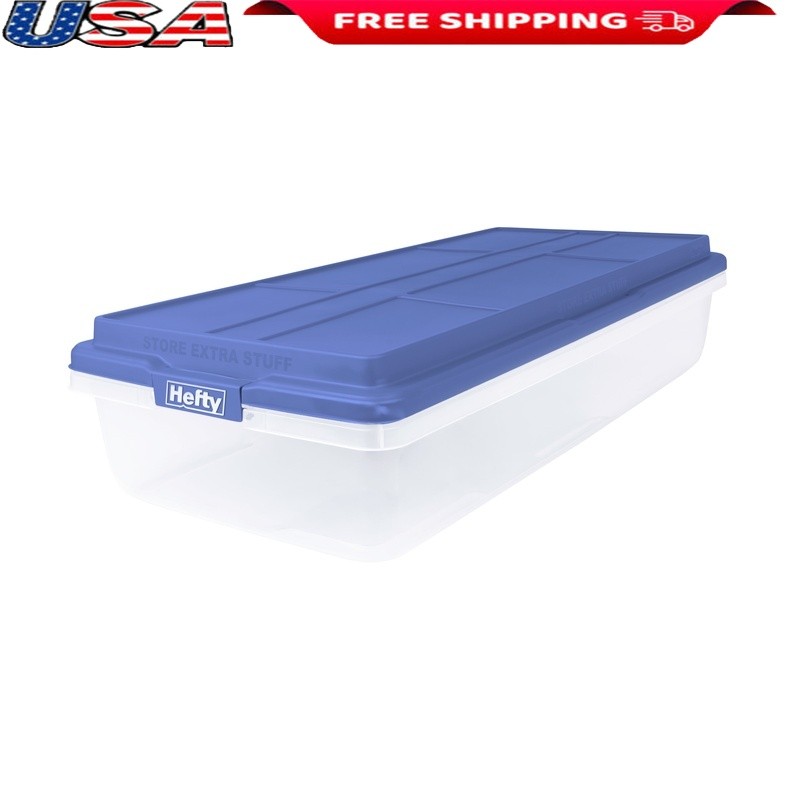 63Qt Clear Stackable Storage Bin with Latches for Under Bed Organizing