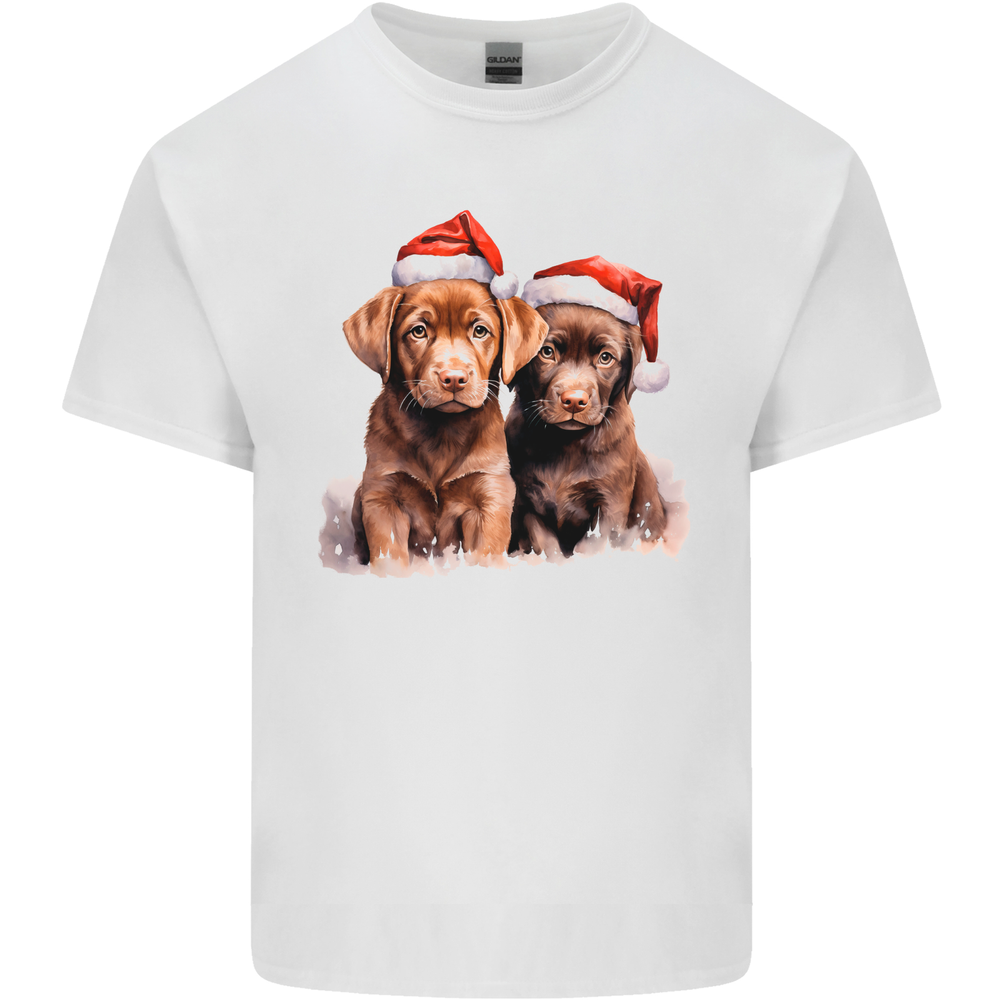 Chocolate Labrador Christmas Puppies Xmas Mens Cotton T-Shirt Tee Top