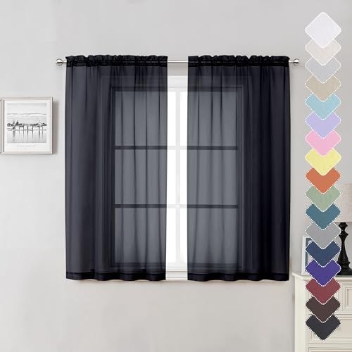 Sheer Voile Curtains 54 Inch Light Filtering 2 Panel Set