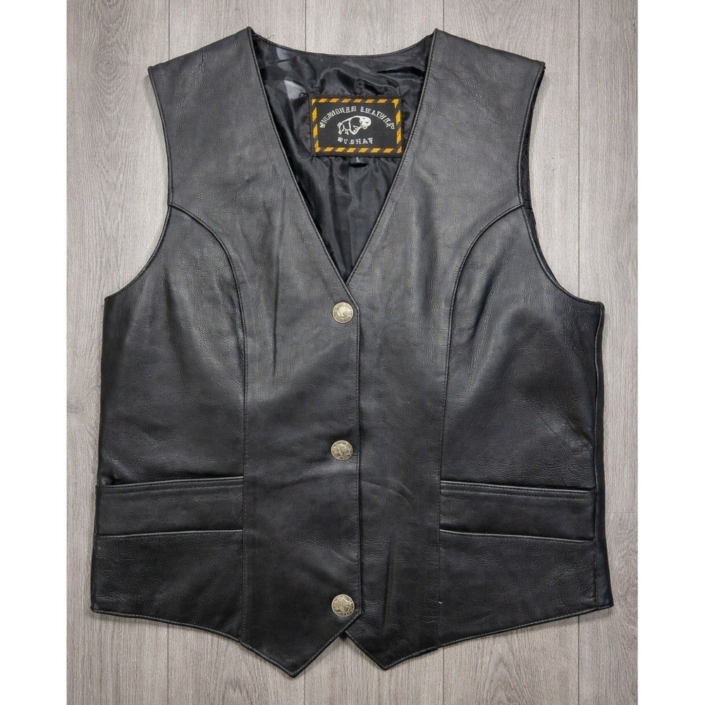 Milwaukee Leather Mens Black Biker Vest Genuine Leather 3 Button Motorcycle
