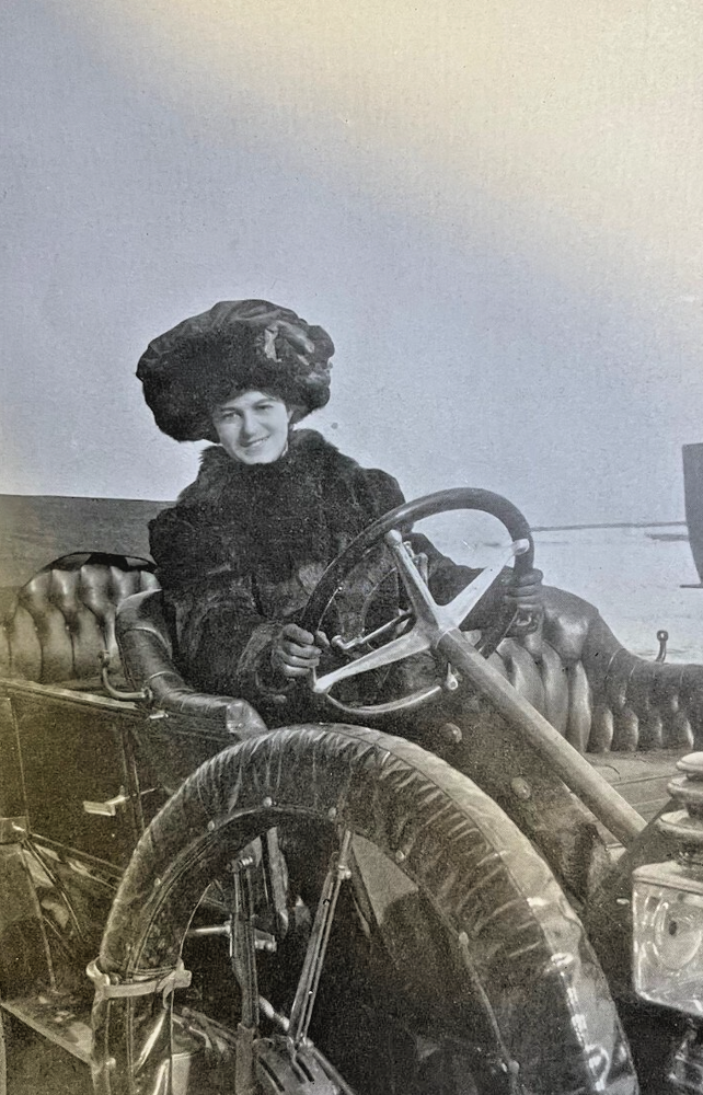 1910 Vintage Magazine Illustration Actress Louise Barthel in Her Motorcar