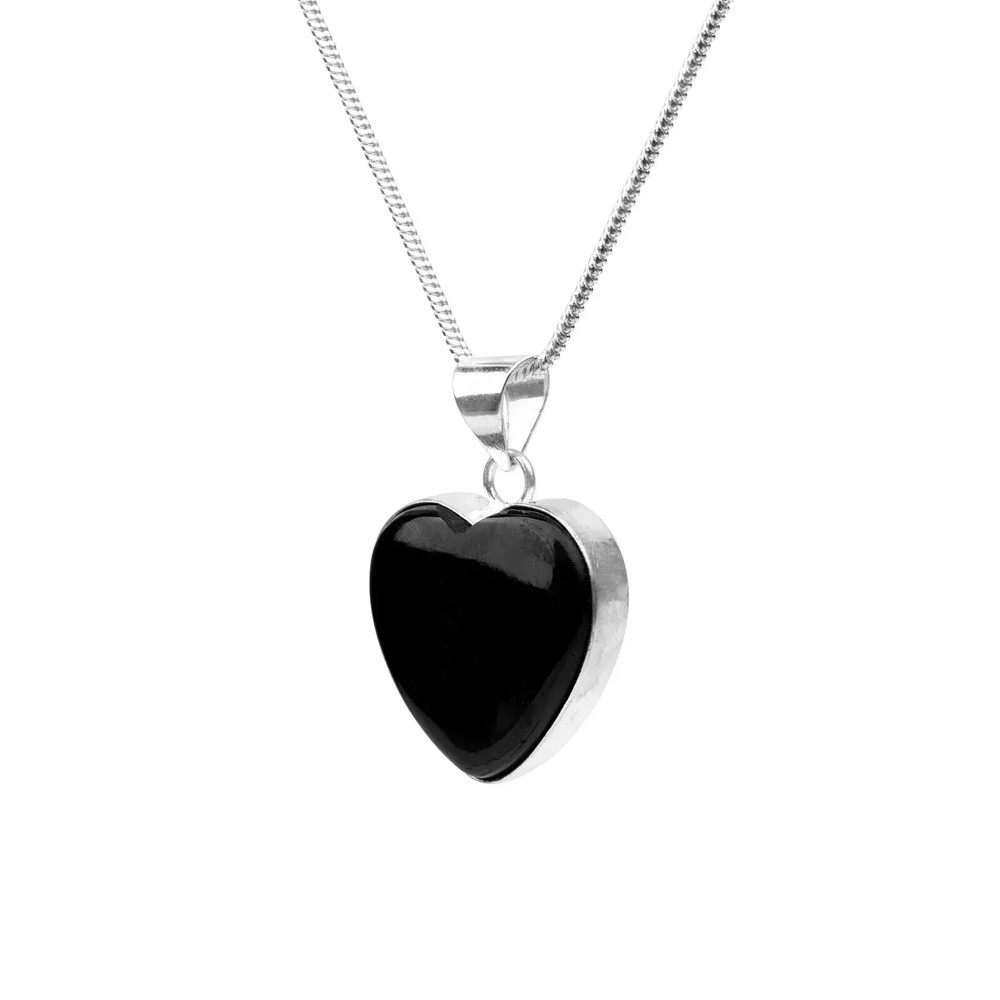 Heart Cut Black Onyx Pendant in 925 Sterling Silver Perfect Gift for Her Love