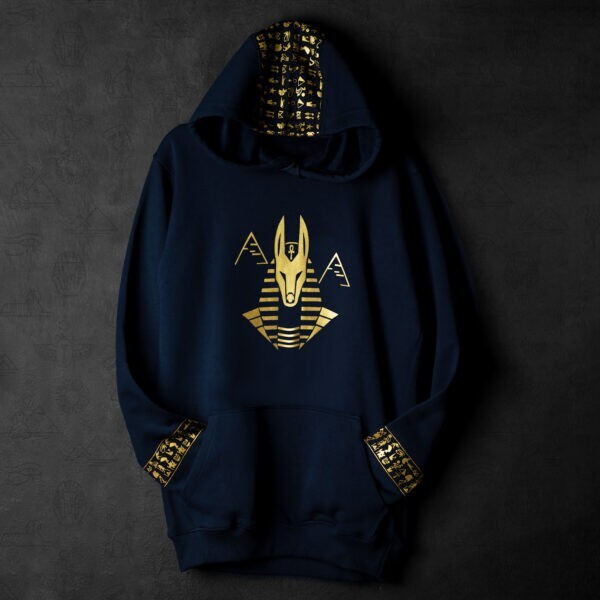 EGYPTIAN ANUBIS MELTON COTTON HOODIE