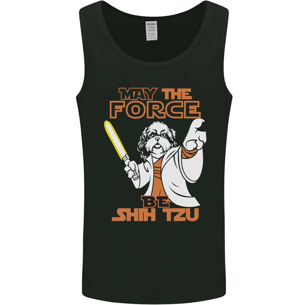 May the Force Be Shih Tzu Funny Dog Mens Vest Tank Top