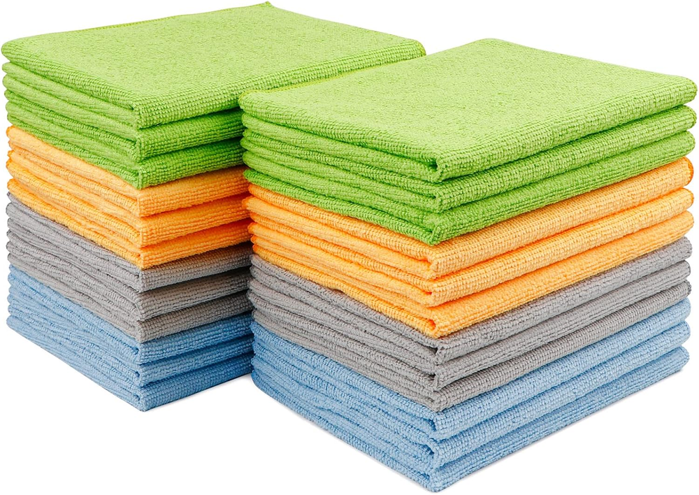 24-Pack Soft Absorbent Microfiber Cleaning Cloths for Cars & Home