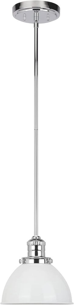 588327-PC Savannah Pendant Light Fixture with Satin White Shade, Polished Chrome