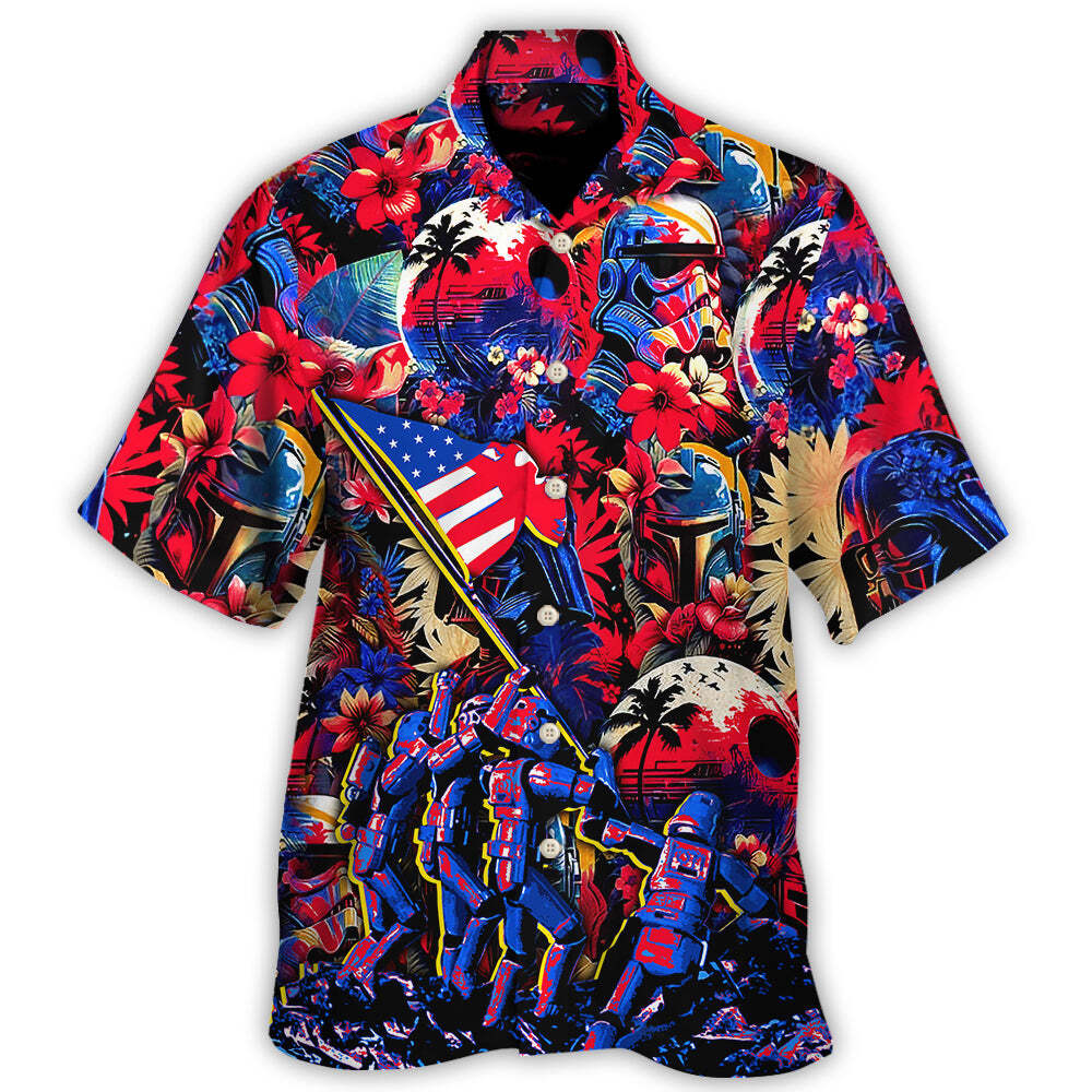Independence Day Special Starwars Synthwave Tropical Style Hawaiian Shirt