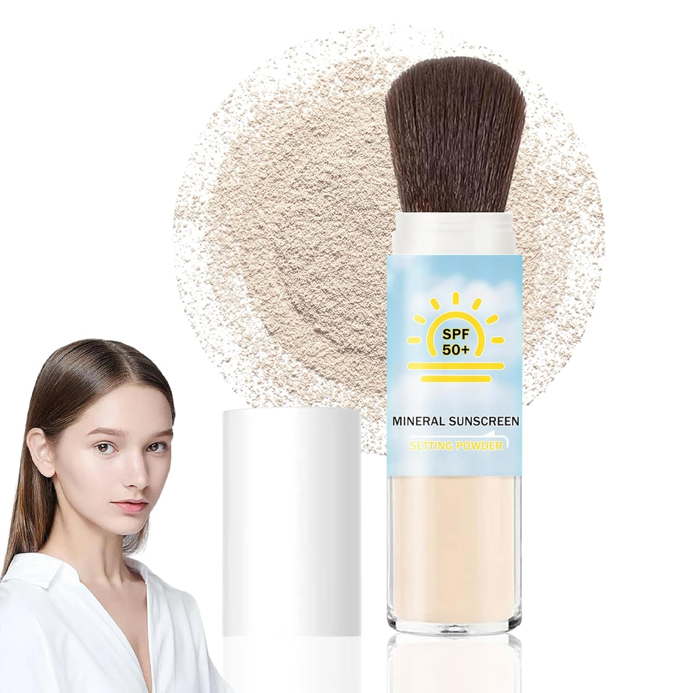 Oil-Free Translucent Mineral Sunscreen Powder SPF 50 with Brush for Face & Body
