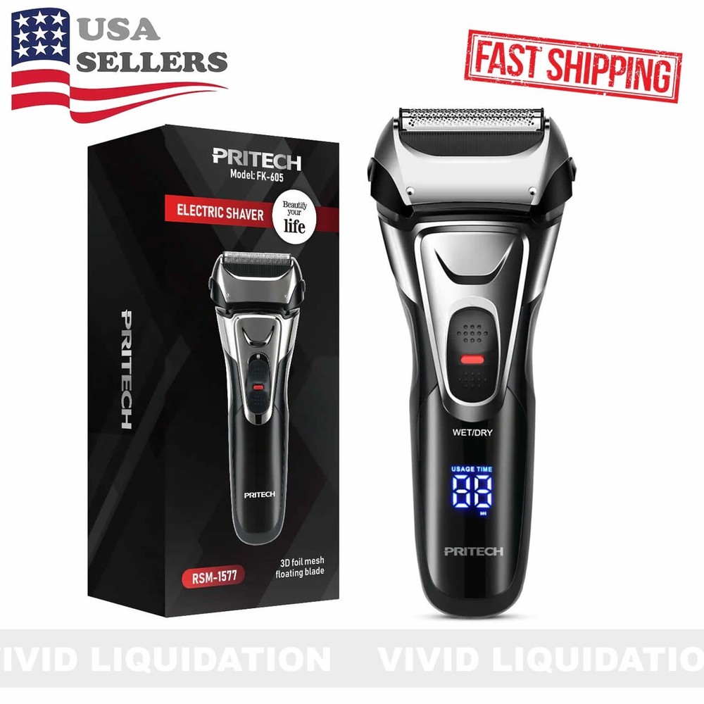 Electric Razor for Men IPX7 Waterproof Foil Rechargeable Shaver with Beard Trim