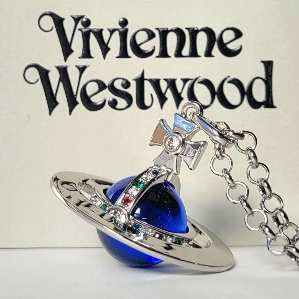 Vivienne Westwood Small Orb Necklace Blue Mint