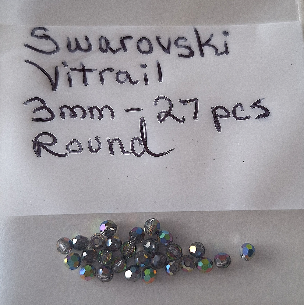 Swarovski VITRAIL Crystals~27 Pieces~in 3mm~Gray/Blue/Green/Gold Iridescent~NEW!