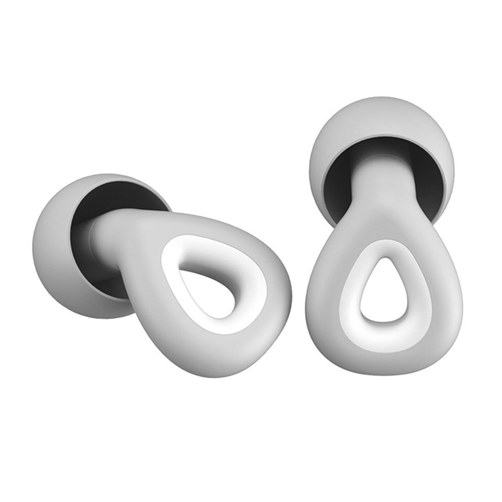 1 Set Noise Canceling Earplugs Reusable Hearing Protection Water-resistant Grey