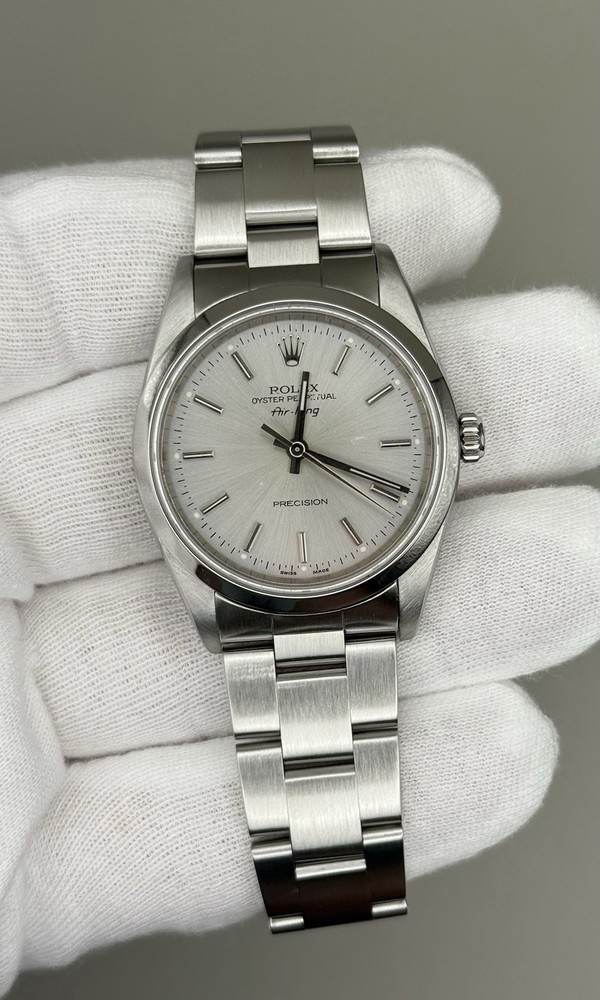 34mm Rolex Air-King Oyster Perpetual 14000M Stainless Steel Silver Dial Watch