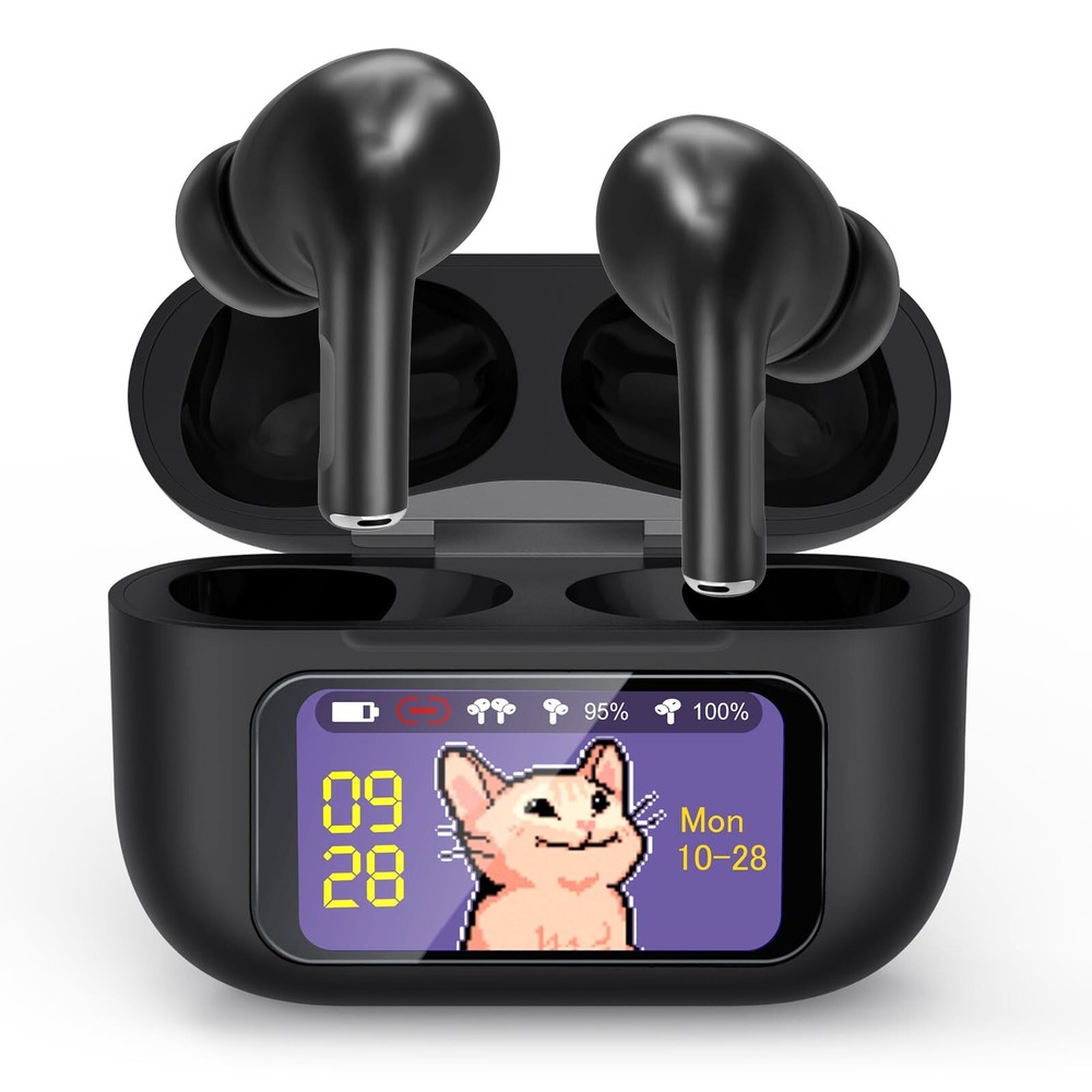 Touch Screen Bluetooth Earbuds, Multi Functions LED Full Color Touchscreen Wi...