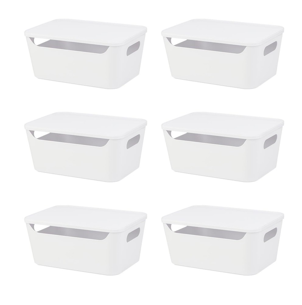 6pcs/12pcs Stackable Closet Organizer,Storage Bins with Lids,Multi-Use Organizer