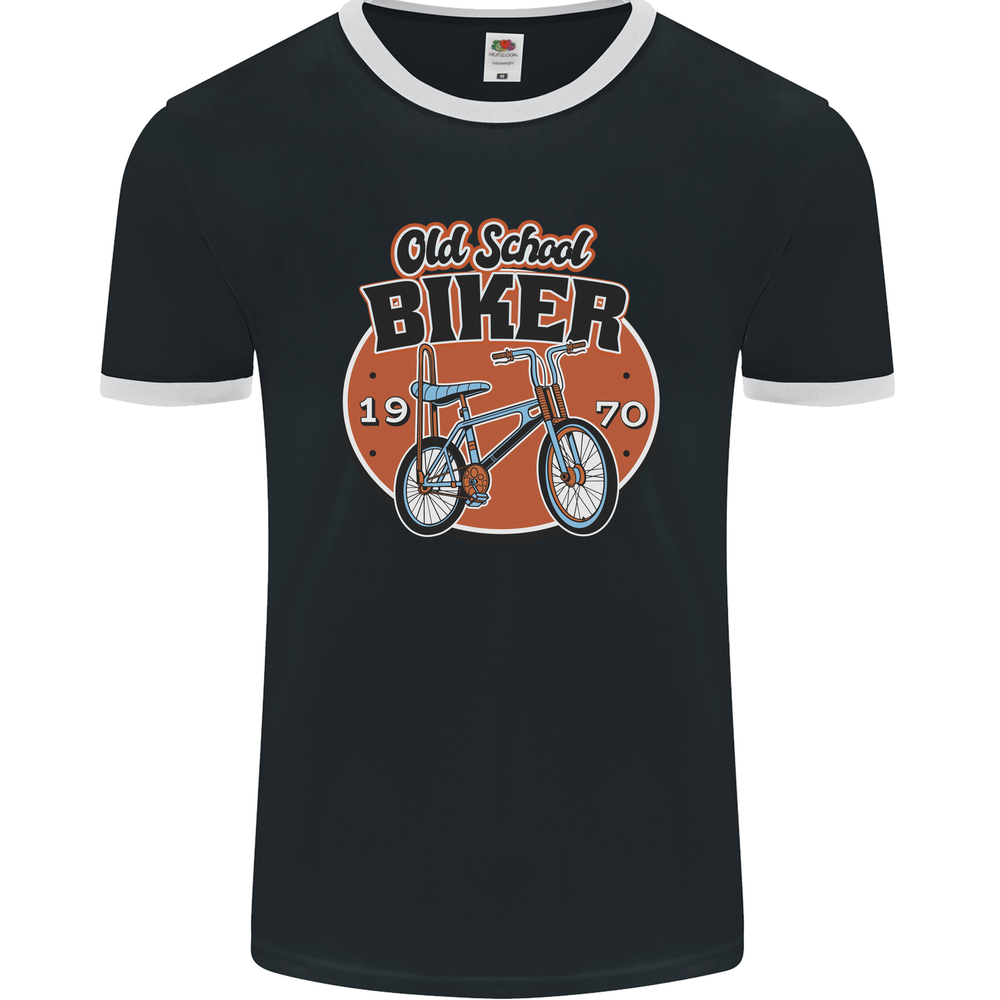 Old School Biker Bicycle Chopper Cycling Mens Ringer T-Shirt FotL