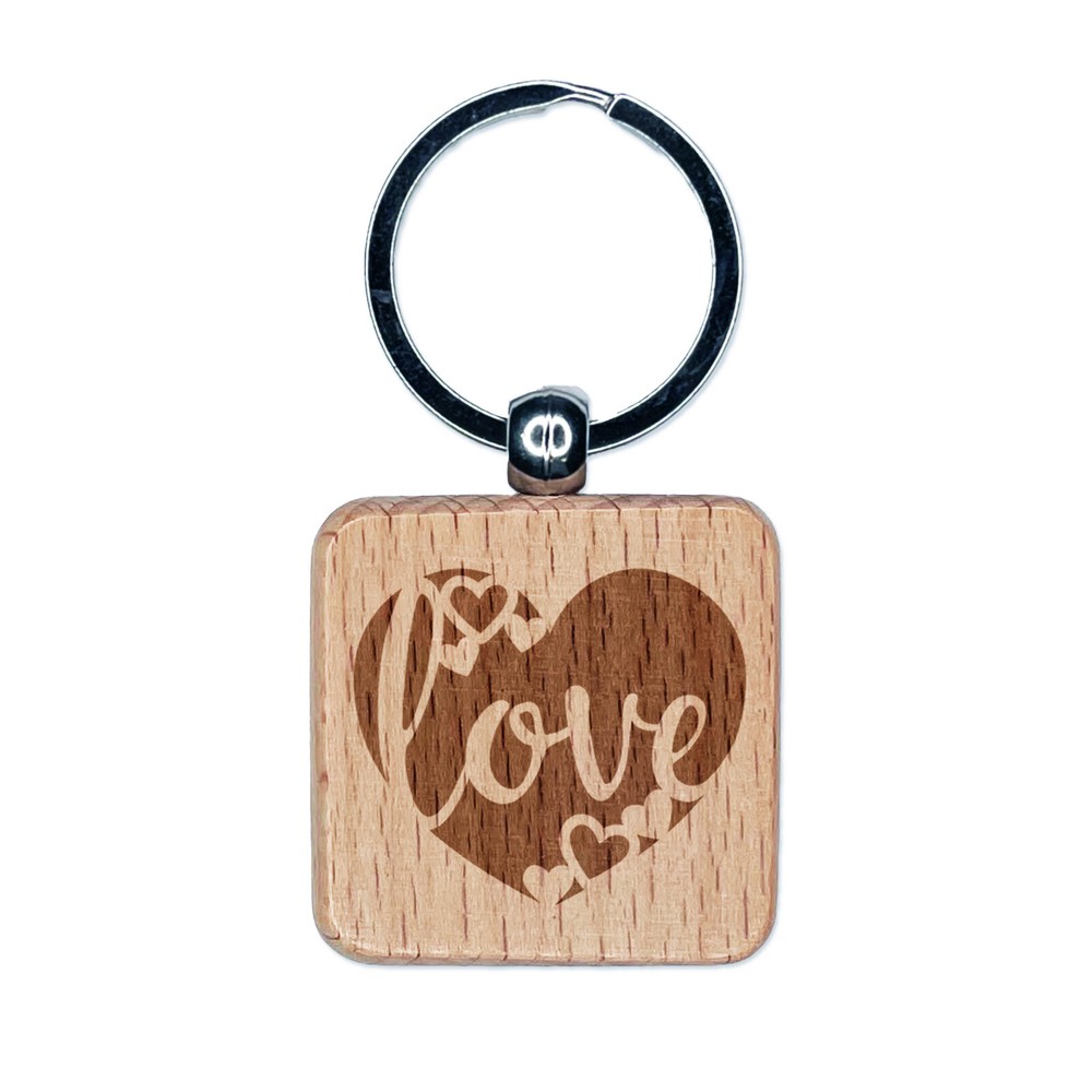Romantic Engraved Wood Keychain for Anniversaries and Valentine's Day