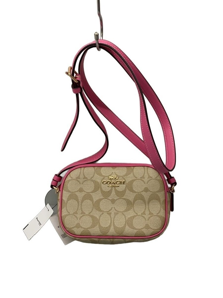 Authentic COACH Mini Jamie Camera Bag In Signature Canvas C9926 Khaki Pink Used