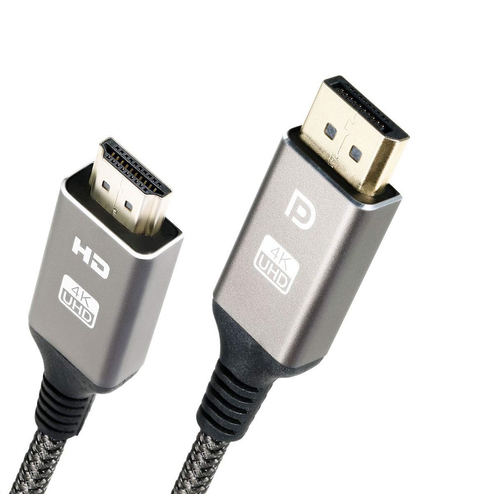 DisplayPort to HDMI Cable Nylon Braided 4K UHD High-Speed Uni-Directional