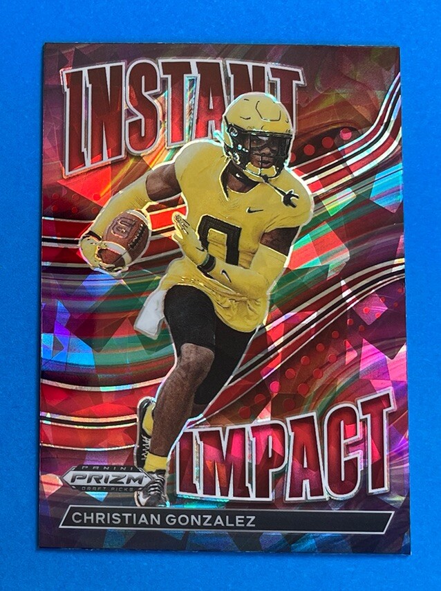 2023 Panini Prizm Draft Picks Red Ice #II-25 Christian Gonzalez Instant Impact