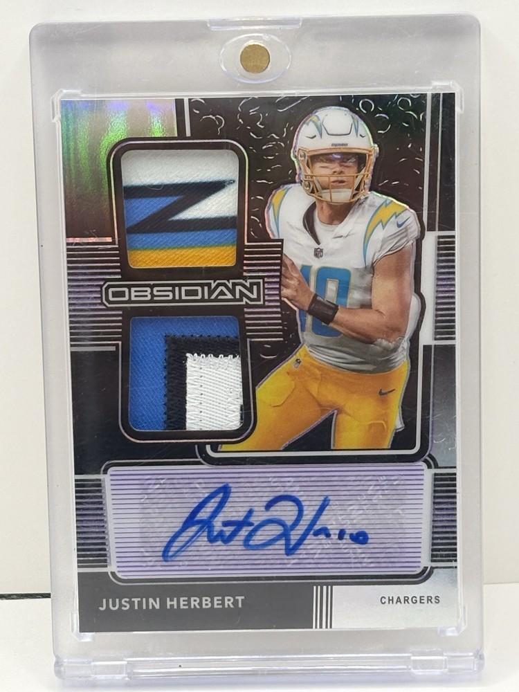 Justin Herbert 2020 NFL Obsidian Rookie Patch Auto #d /40 Chargers Dual Patch