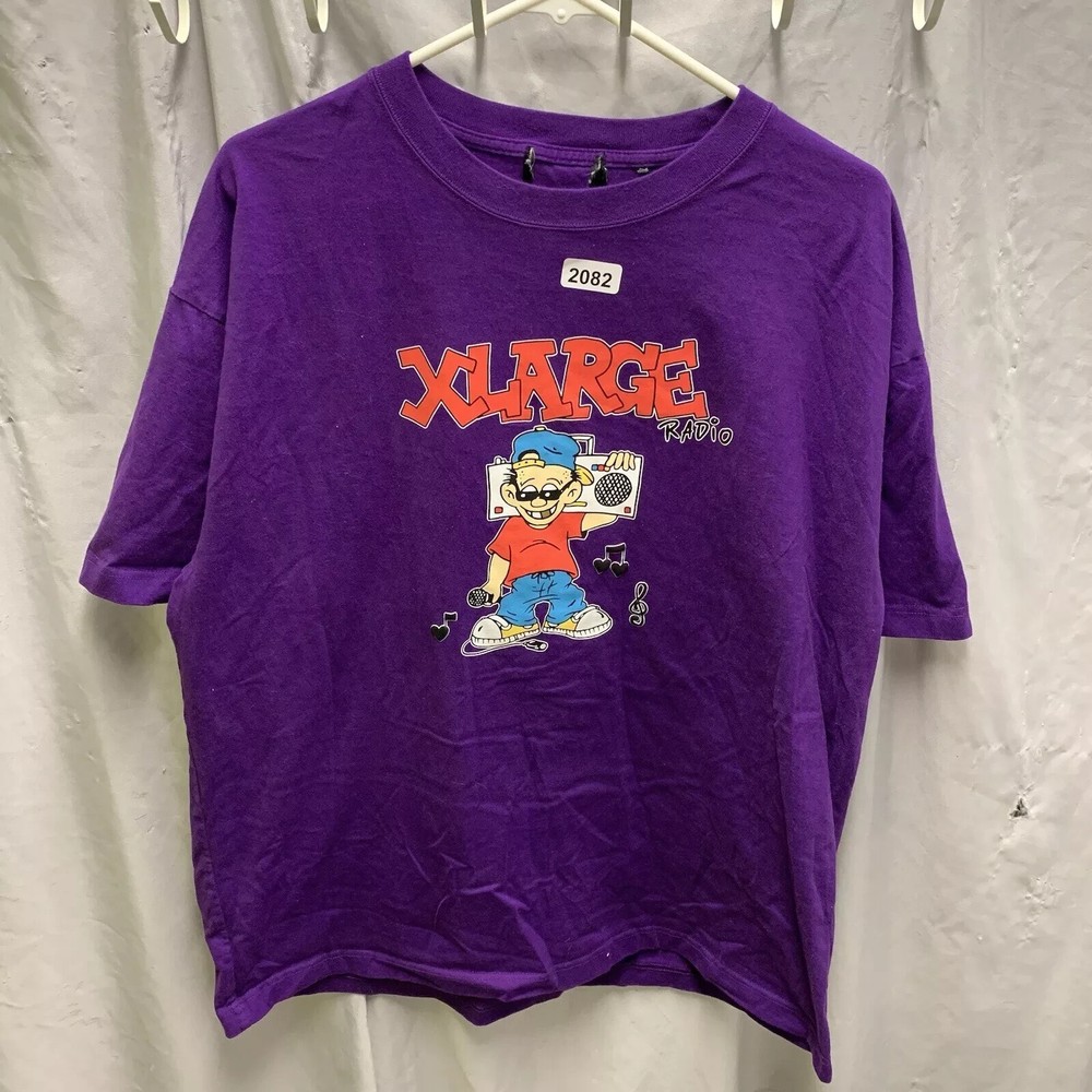 Xlarge Radio Shirt Adult Extra Large Purple Short Sleeve Graphic Print Men’s