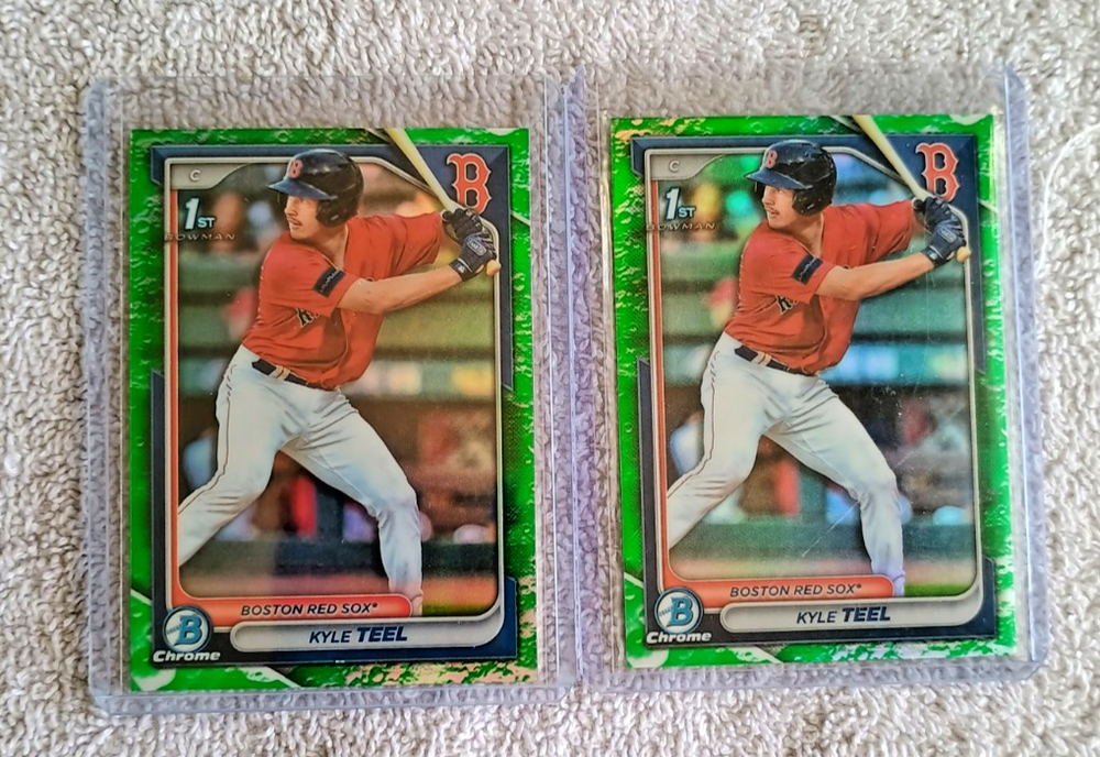 2 KYLE TEEL 2024 BOWMAN CHROME GREEN REFRACTOR RC LOT # BCP48 CHICAGO WHITE SOX