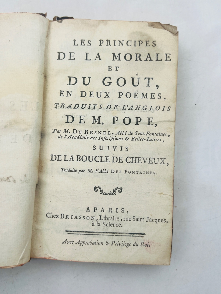 POPE - Les principes de la morale et du goût - 1751