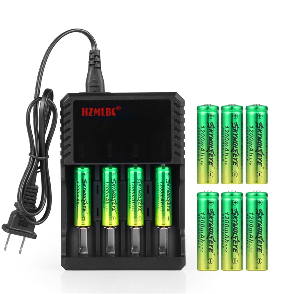 Skywolfeye 14500 Battery 1200mAh 3.7V Rechargeable Cell Batteries USA LOT