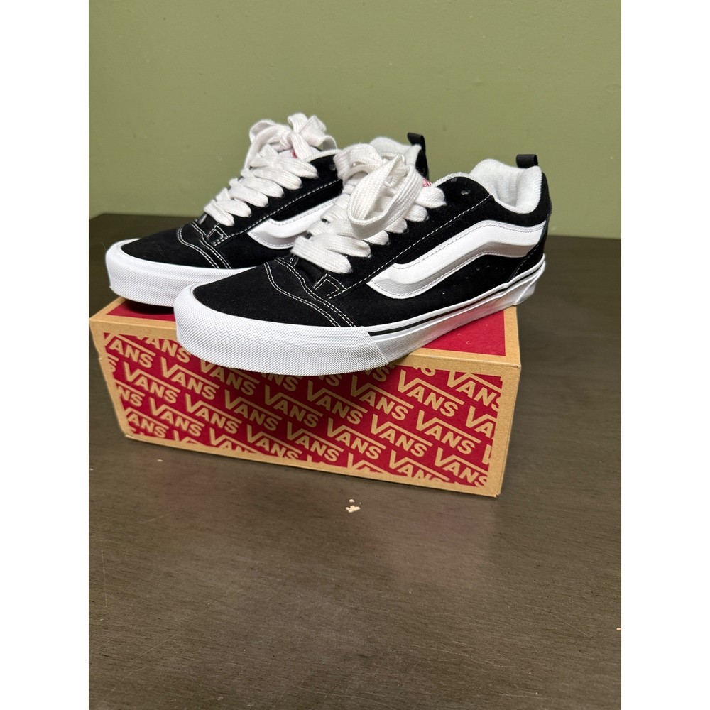 VANS Knu-Skool Fat Tongue Black/White Skateboard Sneakers Men Sz 9 / Women 10.5