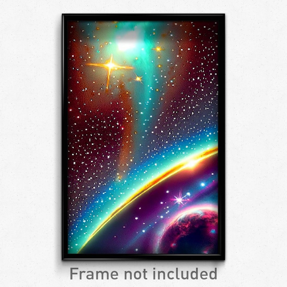 Pixel Art Poster of Authentic Galaxy in 8-Bit Psychedelic Trippy Style