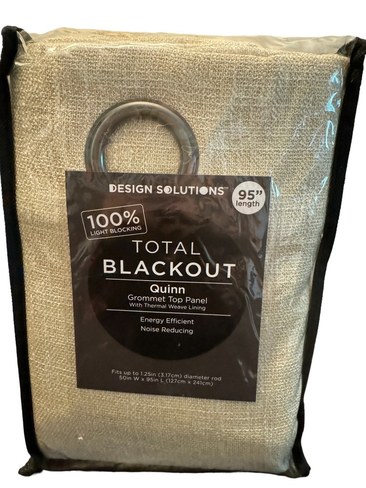 Design Solutions 100% Blackout Quinn Grommet Lined Curtain Panel Cream 50