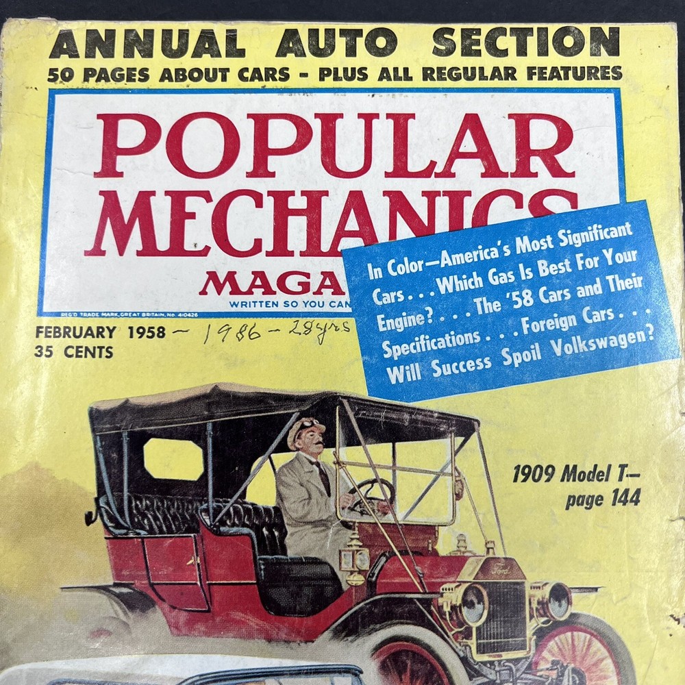 Popular Mechanic February 1958, Cars, Boats, Craftsmen Back Issue