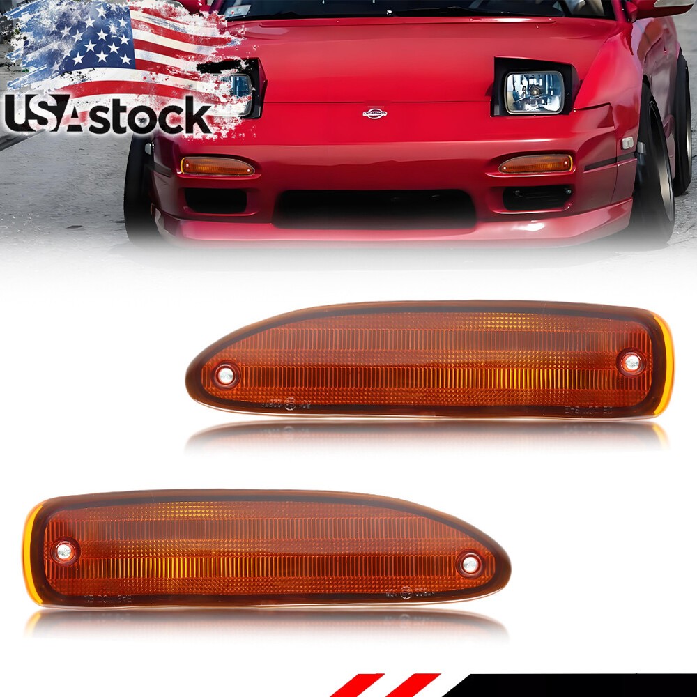 1991-1994 Nissan 240SX 180SX S13 2X Amber Bumper Signal Lights