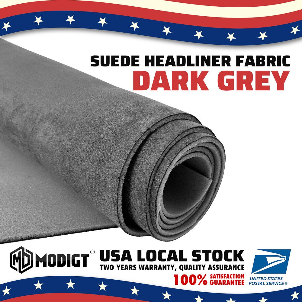 Dark Gray Suede Fabric for Car Inner Roof Restoration 59
