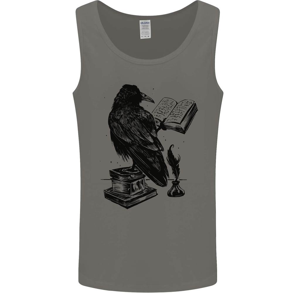 A Raven Reading a Book Literature Mens Vest Tank Top