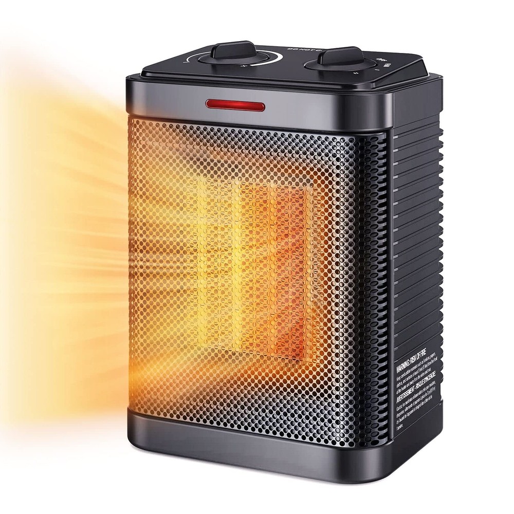 Space Heater for Indoor Use, 1500W PTC Ceramic Heater with Thermostat, Small ...