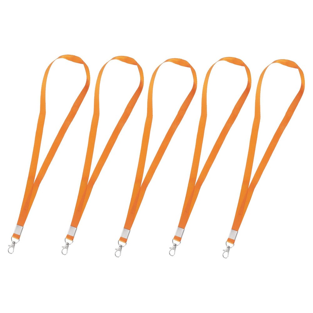 5-Pack Orange Flat Lanyard Neck Straps with Swivel Hook Clips for Office Use