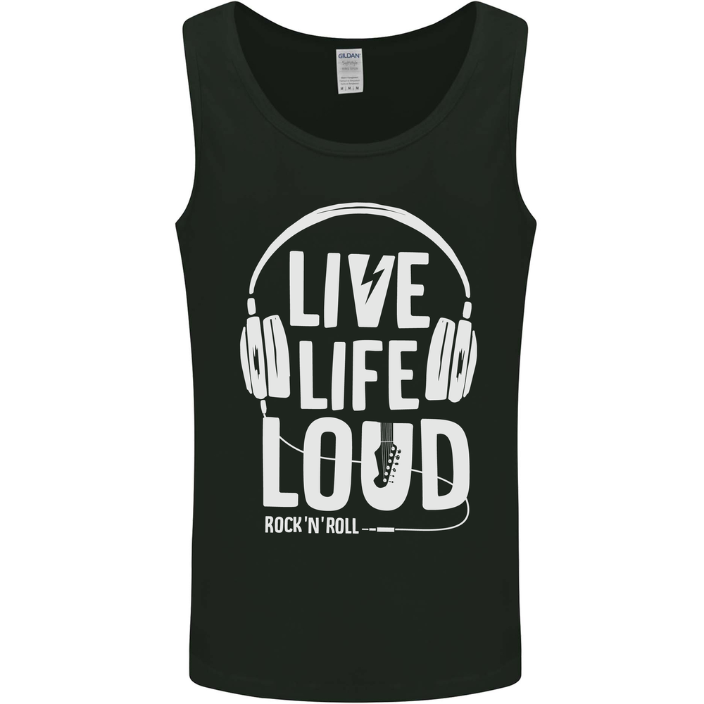 Music Live Life Loud Rock n Roll Guitar Mens Vest Tank Top