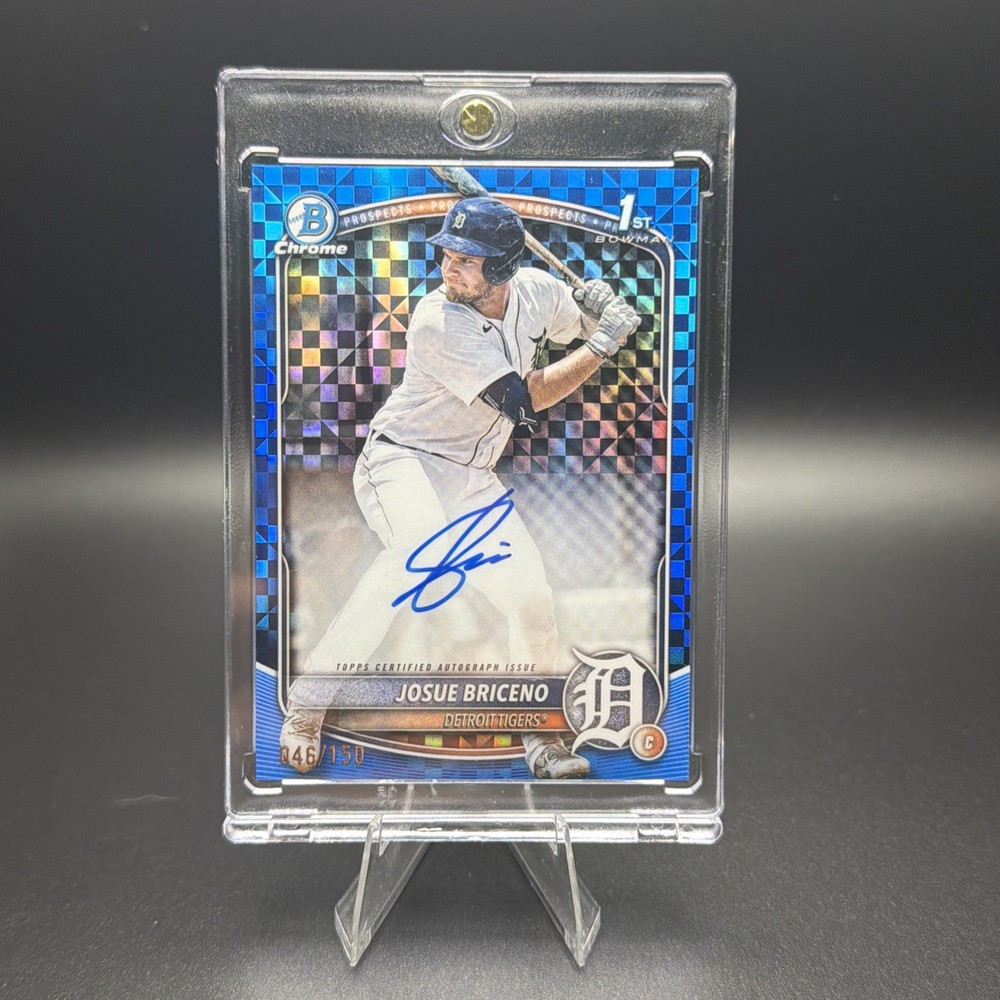 2025 Bowman Chrome Josue Briceno 1st AUTO Blue X-Fractor /150 Tigers #CPA-JB