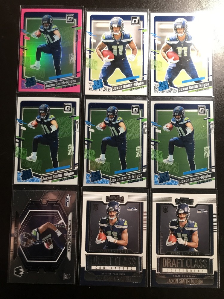 Jaxon Smith Njigba (9) 2023 Donruss Optic RATED ROOKIE RC W/ PINK PRIZM SEAHAWKS