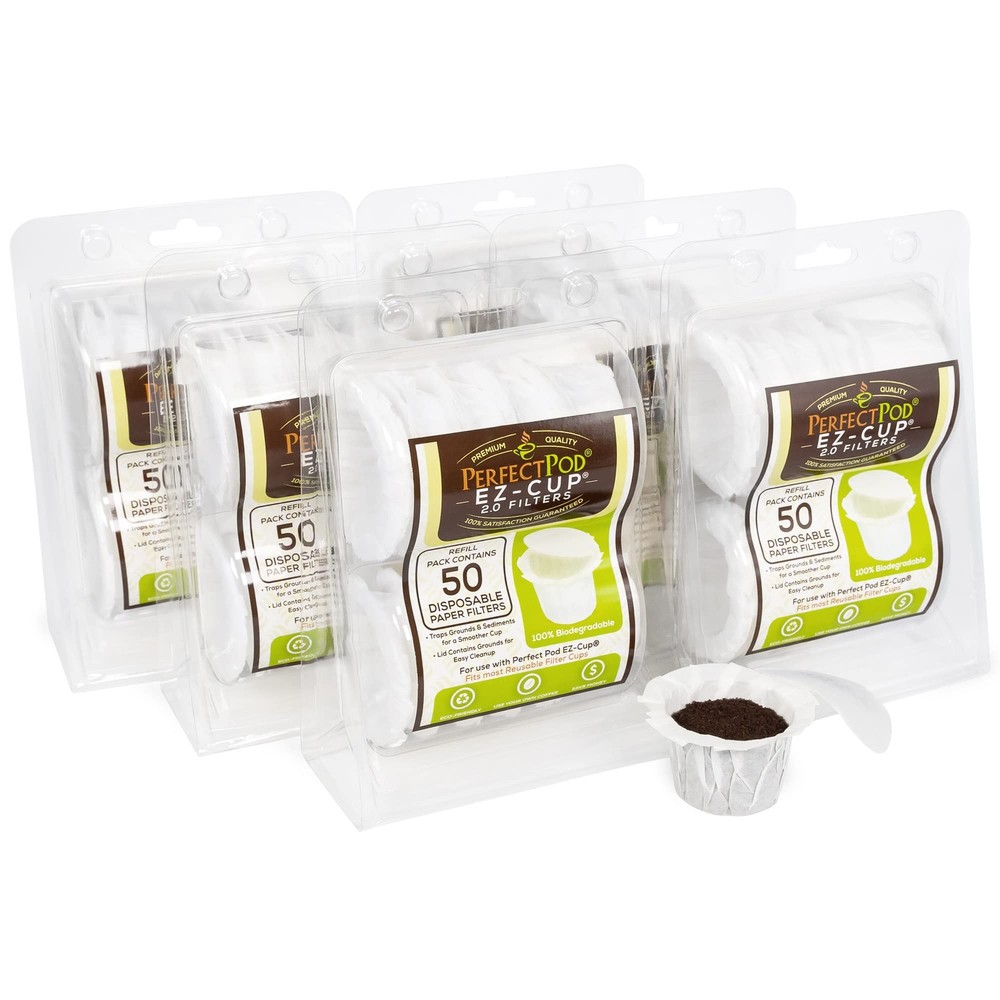 EZ-Cup 2.0 Disposable Paper Coffee Filters for Single-Serve Reusable Coffee P...