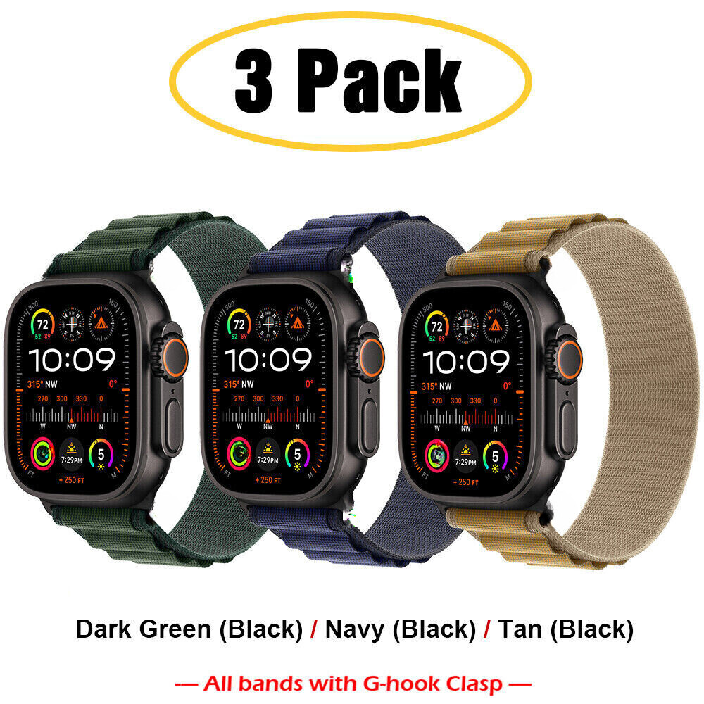 3PCS New Alpine/Trail Loop Nylon Sport Band for iWatch 40/42/46/49mm Ultra 2
