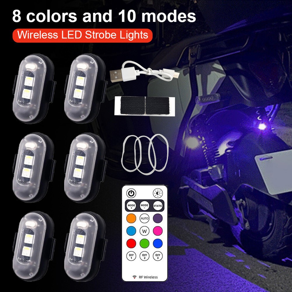 4/6PCS Wireless LED Emergency Warning Lights US Strobe Lights for Car Motor Bike