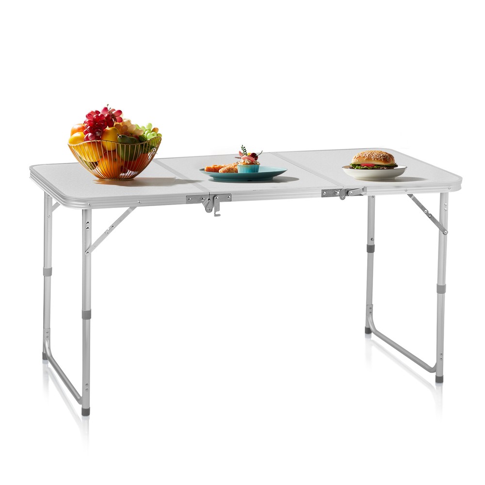 4ft Aluminum Folding Camping Table with Adjustable Height for Outdoor Use