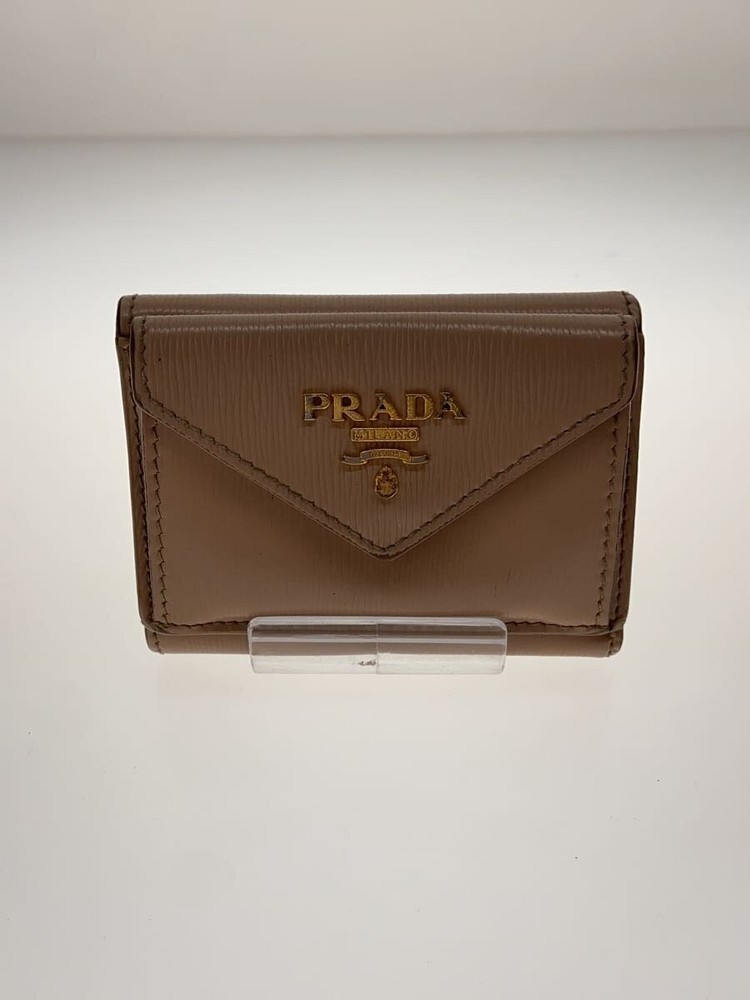 Prada Tri-Fold Leather Wallet for Women in Solid Color