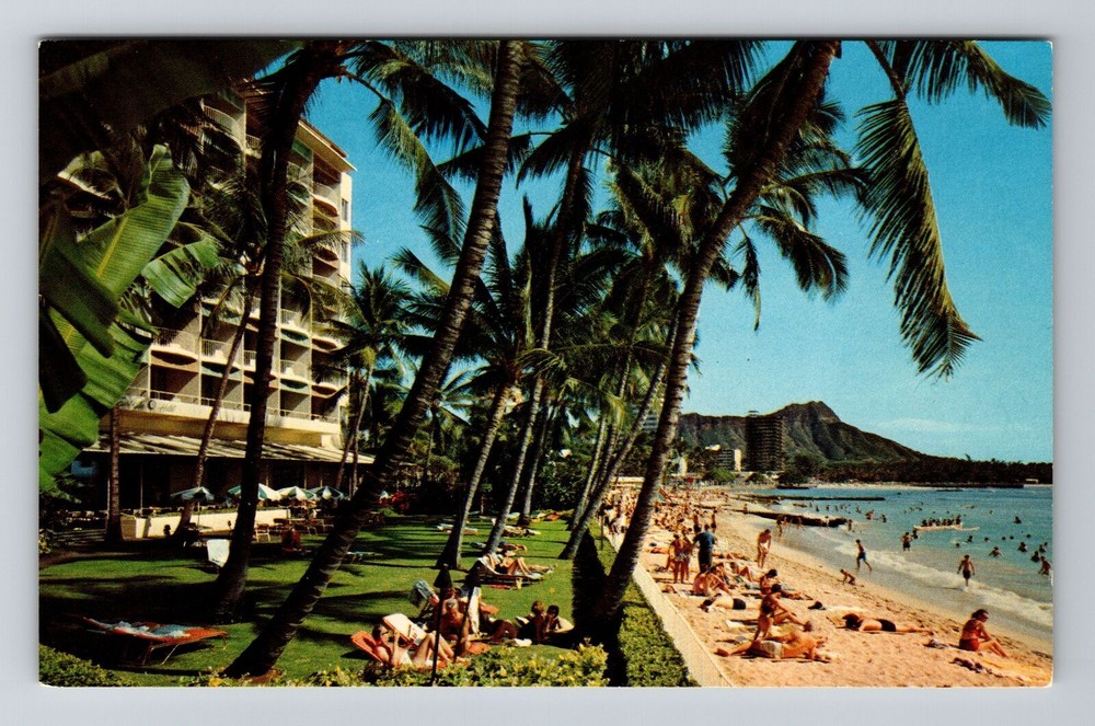 Waikiki HI-Hawaii, Surfrider Hotel, Beach View, Vintage Postcard