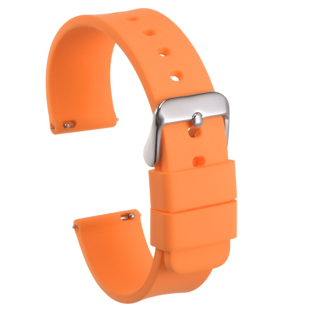 Silicone Watch Band 14mm Quick Release Soft Rubber Watch Strap, Orange