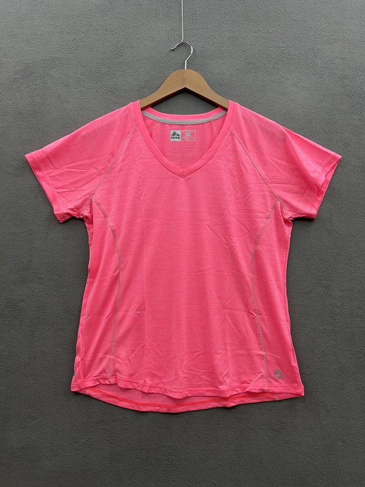 Reebok V-neck Top Women’s Large 100% Polyester Hot Pink